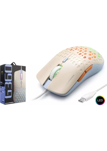 HADRON G360 Gaming Mouse Kablolu 3600 Dpi Led Oyuncu Mouse Beyaz