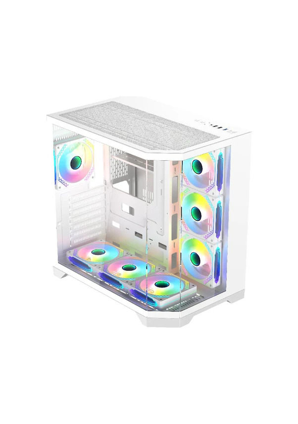 Game Master F-7 EDGE 7X Argb Pwm Fan Beyaz ATX Akvaryum Gaming Kasa Oyuncu Kasası