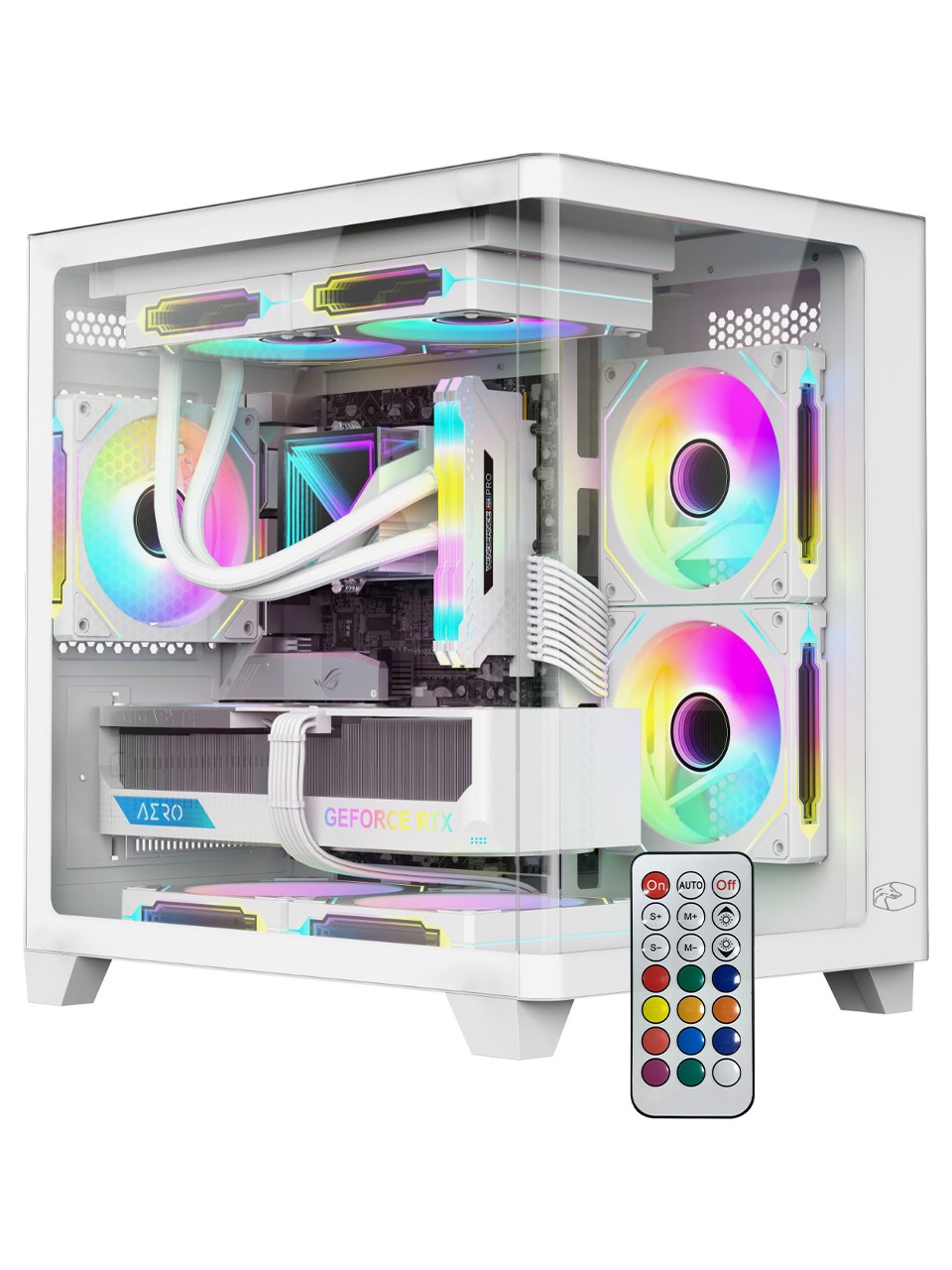 Gametech Small Prime V3 Kumandalı Argb 5X120MM Fanlı Matx Boş Bilgisayar Kasası Beyaz