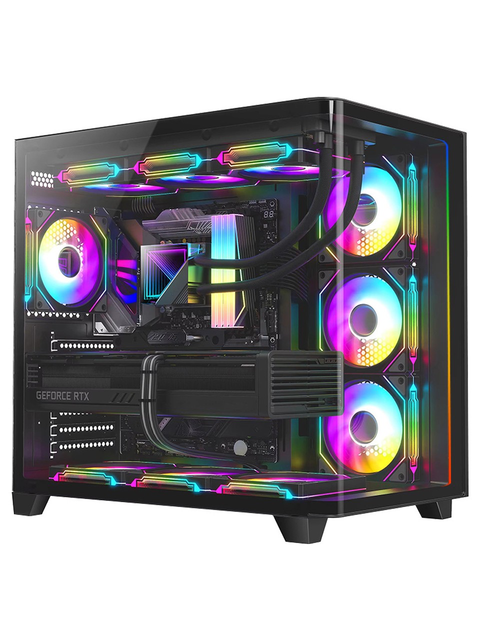 Dragos Ocean Curved Pro V2 7x Argb Fan USB 3.0 Typec  Atx Oyuncu Bilgisayar Kasası Siyah