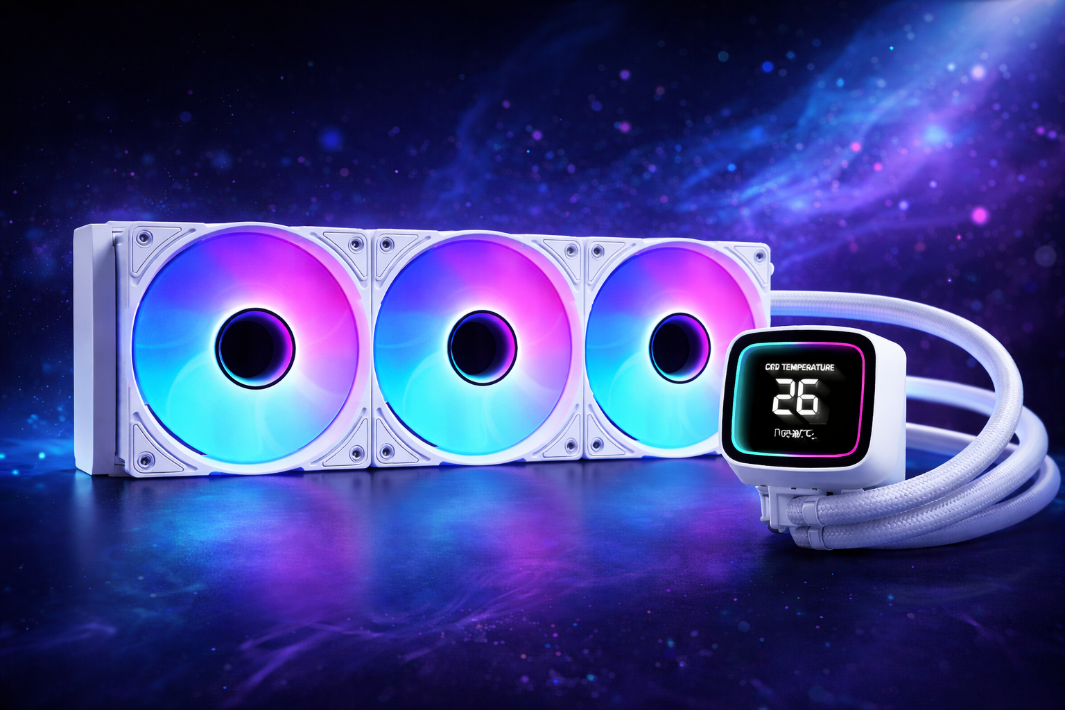 Versatile 360 Mm Sıvı Soğutma Dijital Isı Göstergeli Beyaz