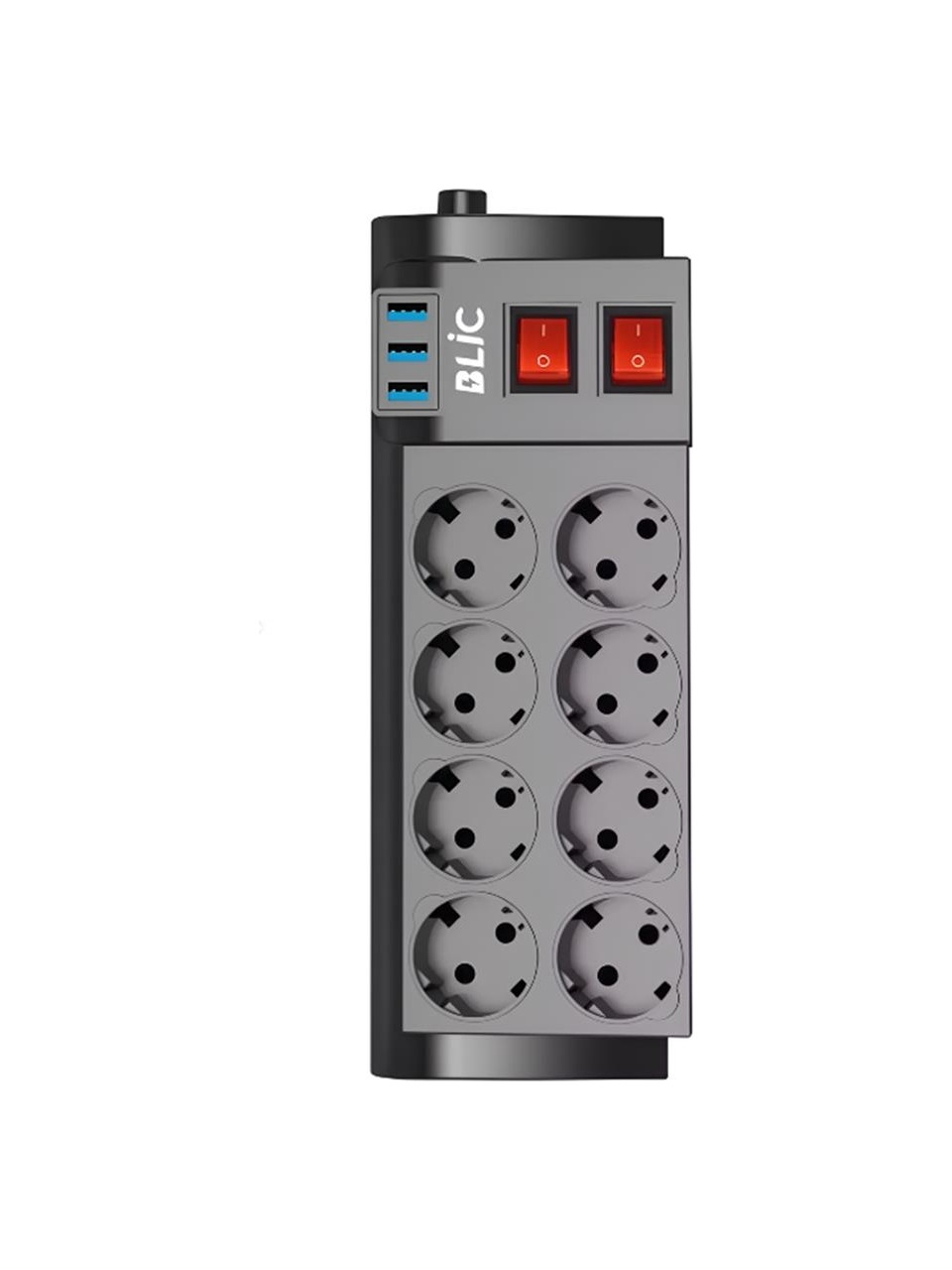 Blic Ftr-08 Isıya Karşı Dayanıklı, 8 x Priz - 3 x USB - 2 Metre Kablo Uzunluğu Termal Akım Korumalı 8'li Grup Priz