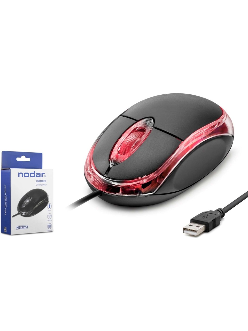 Nodar Nd3251 Kablolu Mouse 800 Dpi Led 110Cm Siyah
