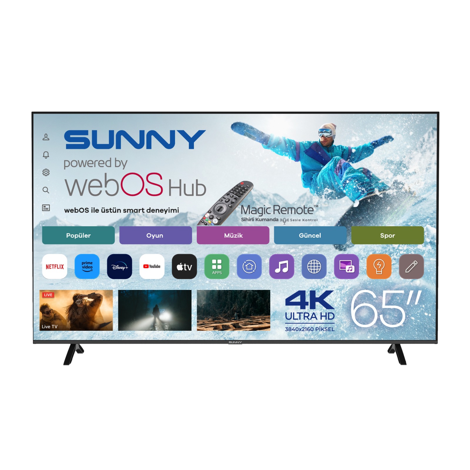 SUNNY 65 inc Frameless UHD 4K webOS 2.0 Smart TV SN65FMN252